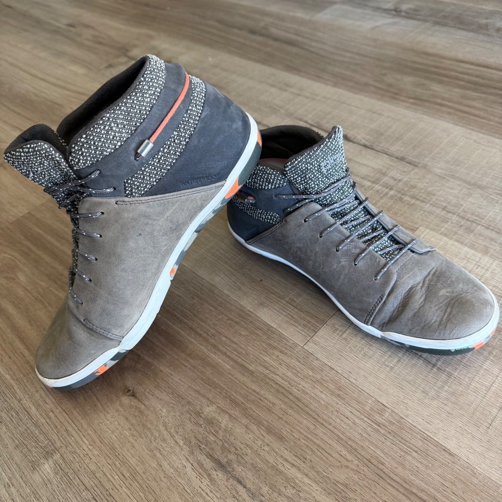 Plae Abra WP Waterproof High Top Sneakers Grey Orange (Mens 6 or Womens 7.5)
